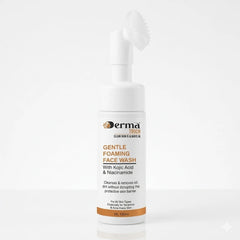 Derma Touch gentle foaming face wash with kojic acid and niacinamide plus built in brush