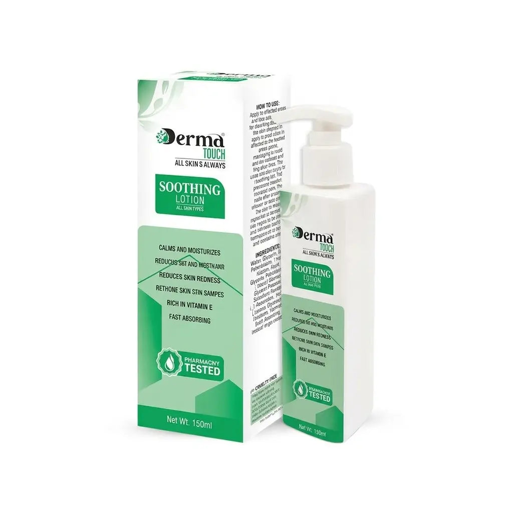 Derma Touch soothing lotion 150ml bottle and packaging box on a clean background
